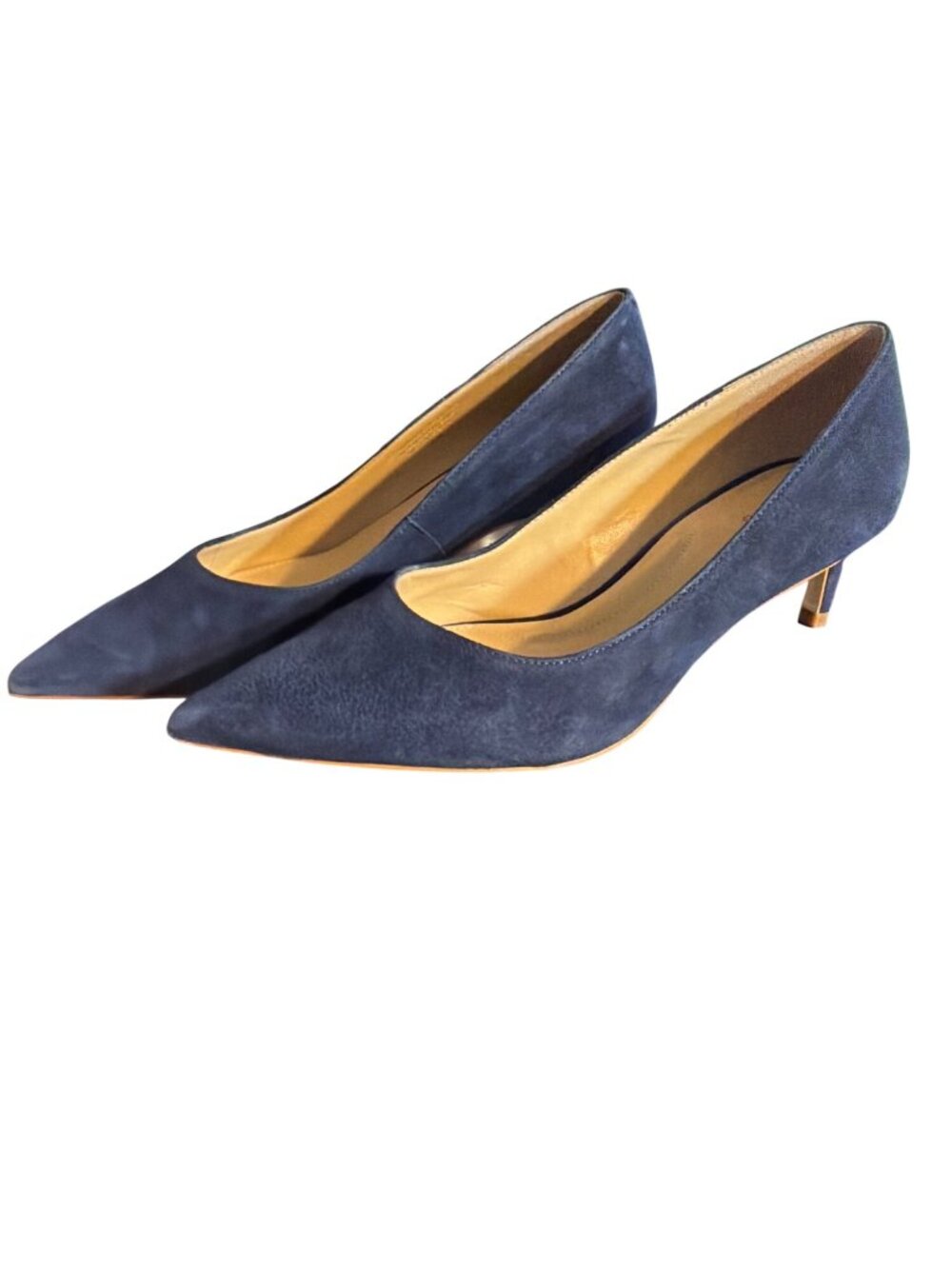 Talbots Navy Blue Suede Pointed Toe Kitten Heels Pumps Shoes Slip On Size 7.5